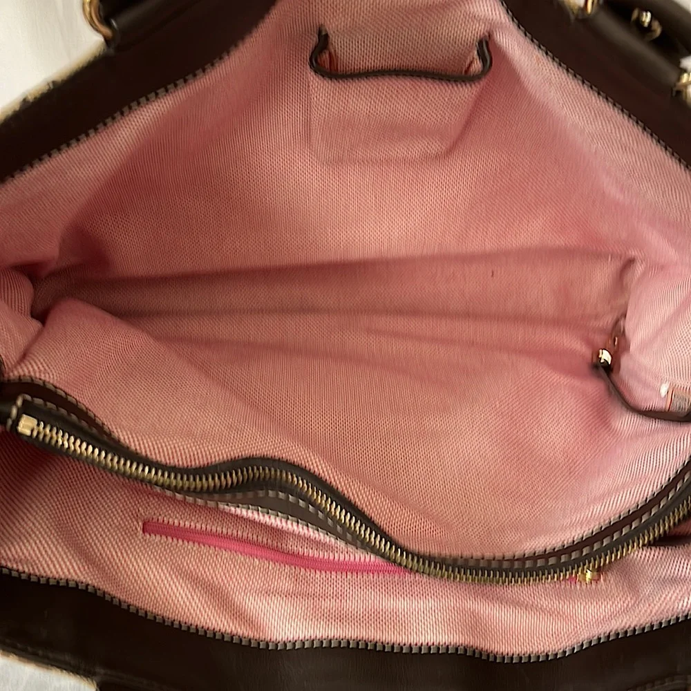 Dooney & Bourke Authenticated Tan/Brown Signature Monogram Shoulder Bag Purse - Picture 8 of 10